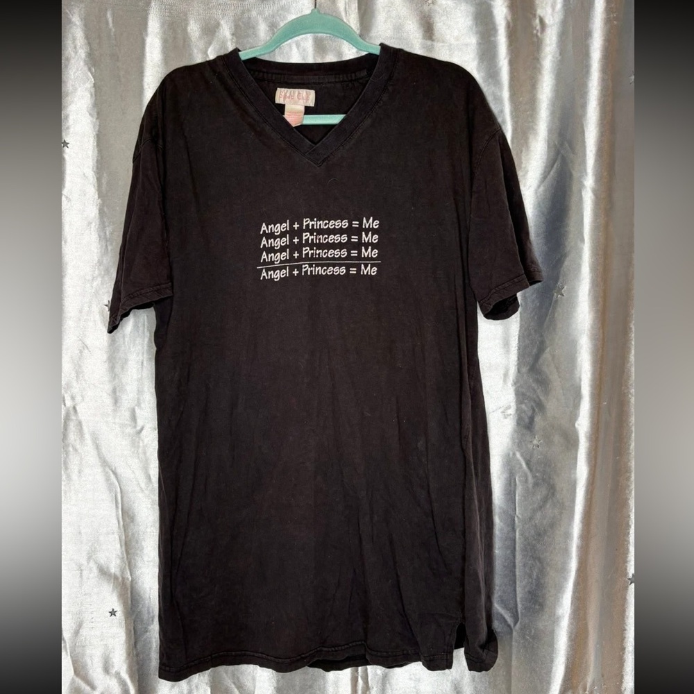 Black V-Neck Graphic Pajama Top